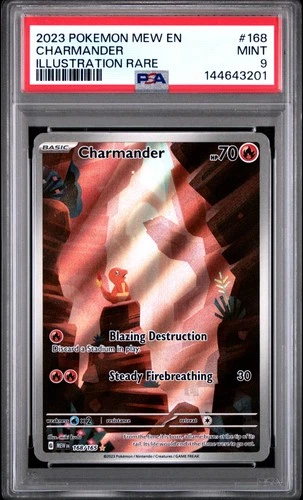 2023 POKEMON MEW EN-151 ILLUSTRATION RARE #168 CHARMANDER PSA 9