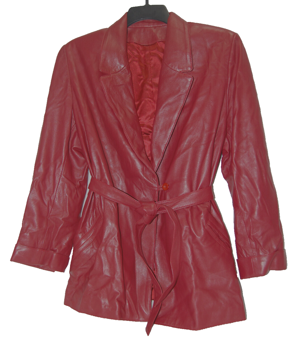 Casa Lopez Buenos Aires Ladies Red Leather Mid-Length Jacket