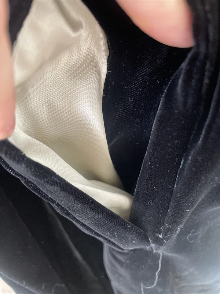 Старинный винтажный 1930-х черный вискоза бархата с капюшоном Opera пальто плащ меха с подкладкой - Изображение 4 из 4