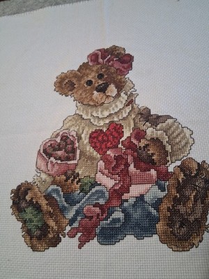 Finished Counted Cross Stitch ''Boyds Bears'' Desing Is 8'' X 8.5''