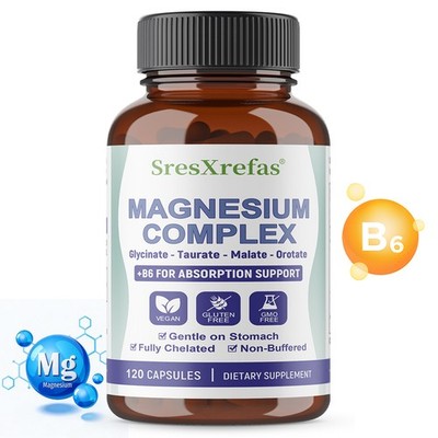 Magnesium Complex With Vitamin B6 For Absorption Support Vegan 30/60/120Capsules