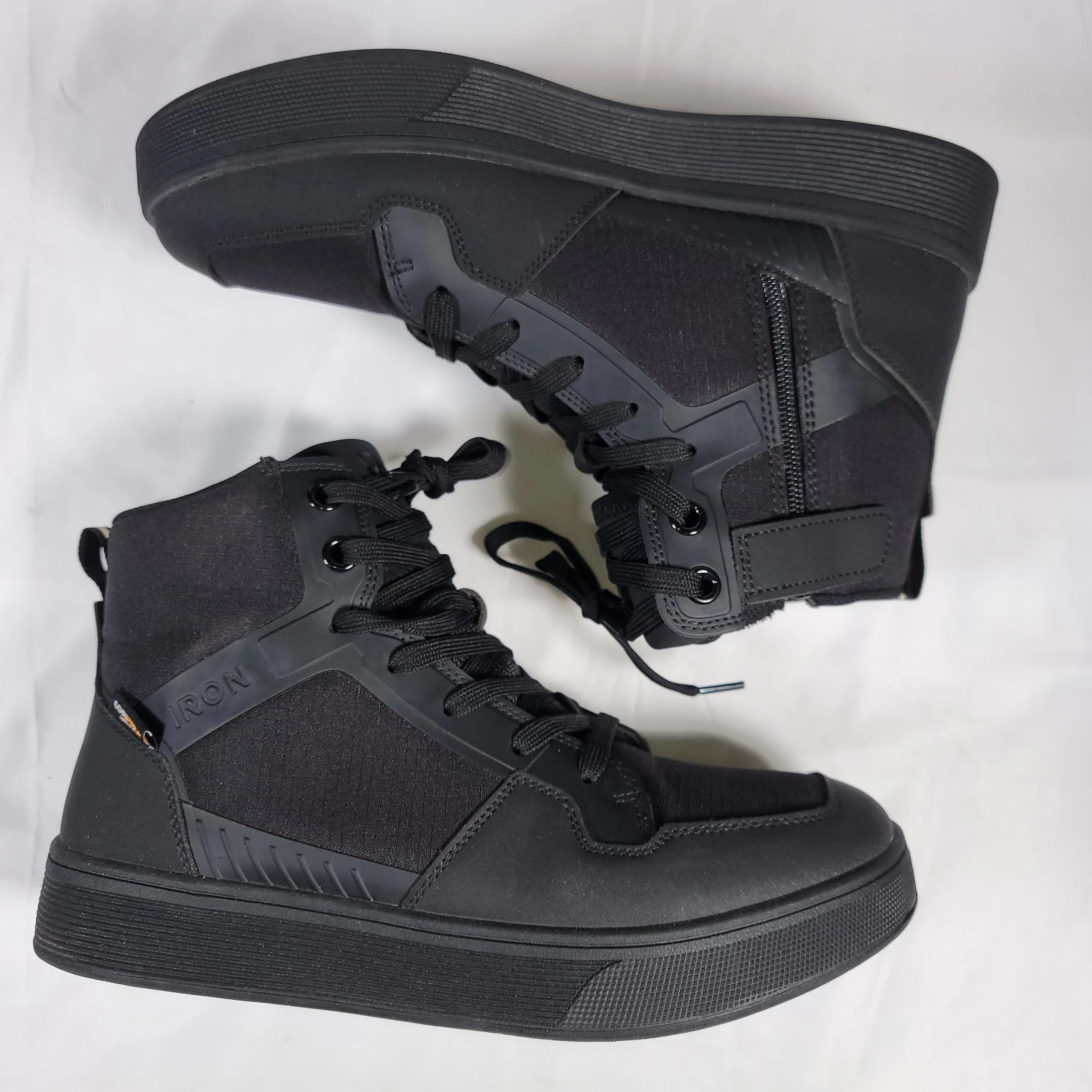 RIDEIRON MS6001 Motorcycle Riding Shoe Men 9.5 Black CORDURA Protective High Top image 7