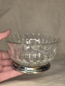 Vintage Glass and Silverplate Small Pedestal Bowl