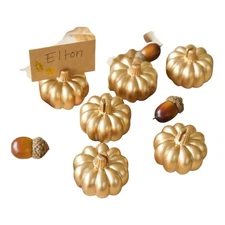 Kate Aspen Pumpkin Place Card Holder Set 6 Pack Mini Gold Finish