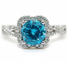 1CT Blue Topaz White Topaz 925 Sterling Silver Ring Jewelry Sz 7 MB5-8