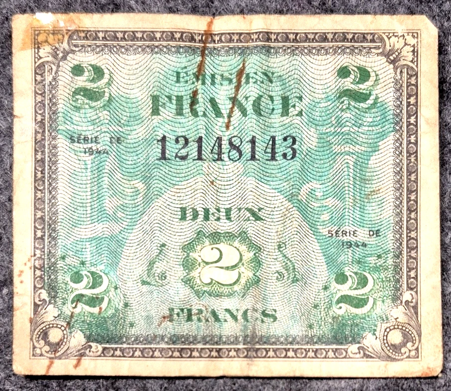 未使用 1944年 フランス軍票 France 2 フラン francs 紙幣 25+ Circulated 1944 Year Military Currency French Paper Money for