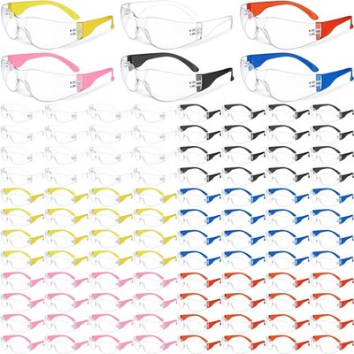 Yunsailing 96 Pairs Clear Safety Glasses Bulk Adult Safety Goggles Unisex Eye...