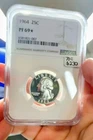 1964 25C Proof NGC PF69* Star Silver Only 128 Of These Only 5 With Higher Grade