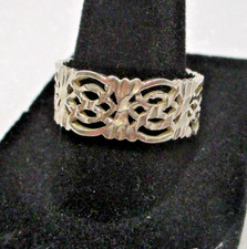 Sterling Intricate Lace filigree Wide Band Ring, Size 9.5