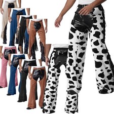 Mens Leather Vintage Cowboy Chaps Basketweave Yoke Split Motorcycle Riders Pants