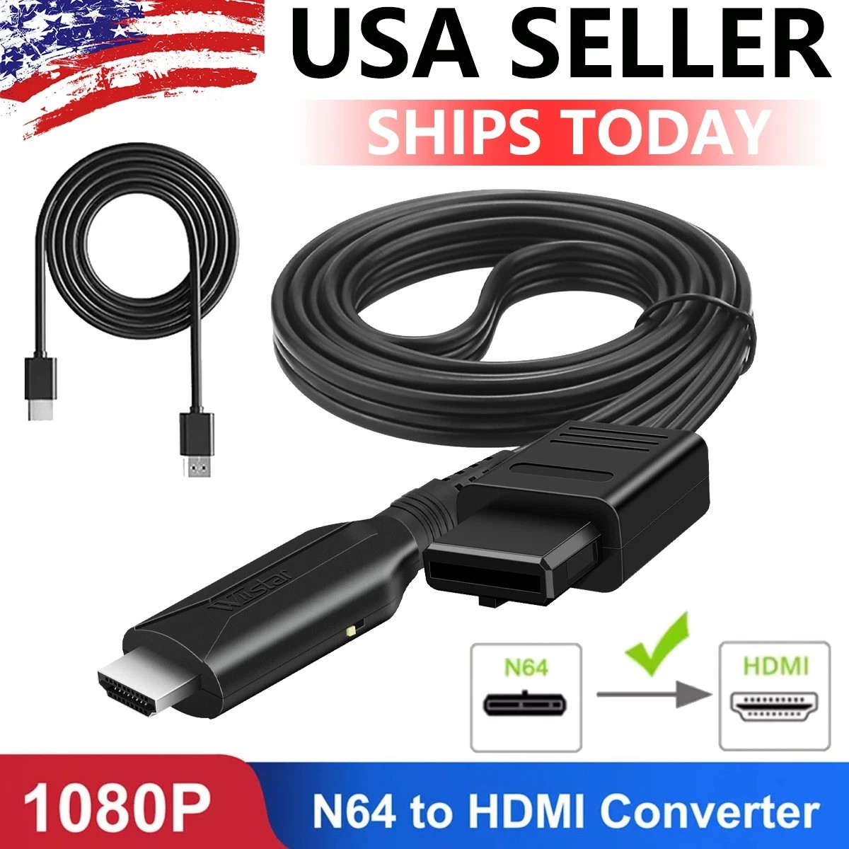 For N64/GameCube/SNES 1080P HD N64 To HDMI Converter HD Link Cable Plug & Play