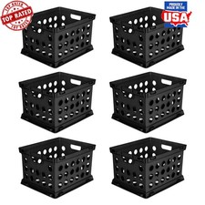 Multi-Purpose File Crate Storage Set Of 6 Office School Garage Utility Black New