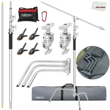 All Metal C Stand Light Stand with Boom Arm-Photography Light Stand, Max Heig...