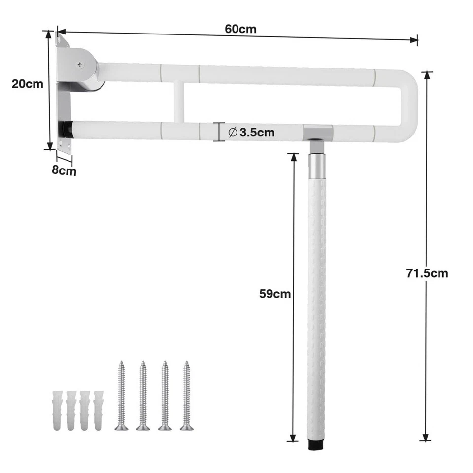 Wandstützgriff Stützhilfe WC Toiletten Stützklappgriff Haltegriff Toiletten 60cm - Bild 4 von 4