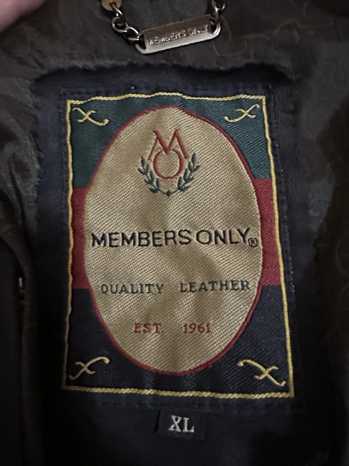 Members Only Vintage Leather Bomber Jacket XL Black Tan Excellent Condition image 8