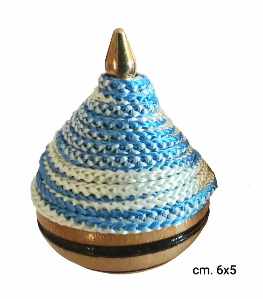 TROTTOLA VINTAGE IN LEGNO DI FAGGIO ARTIGIANALE CM. 6x5 PUNTA METALLO FILO 1 PZ. - Immagine 4 di 4