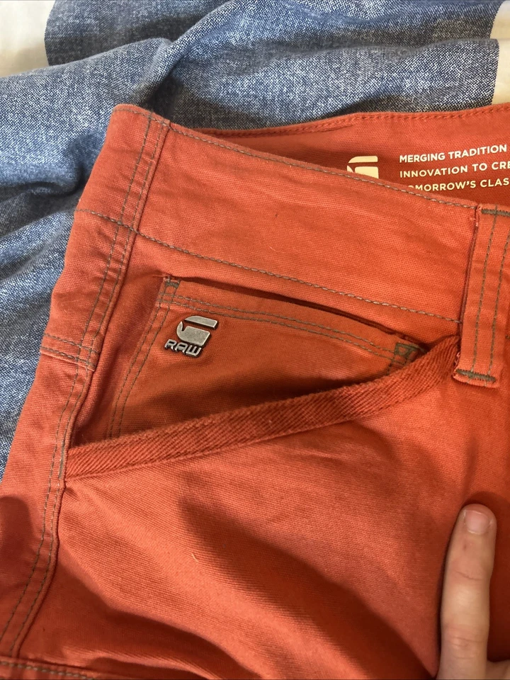 G-Star Raw мужской молнии карман 3D узкие грузовые брюки мужские 40 32 оранжевый повседневный утилиты - Изображение 3 из 4