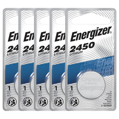 Energizer CR2450 3V Lithium Coin Cell Battery Blister Pack (5 Count)