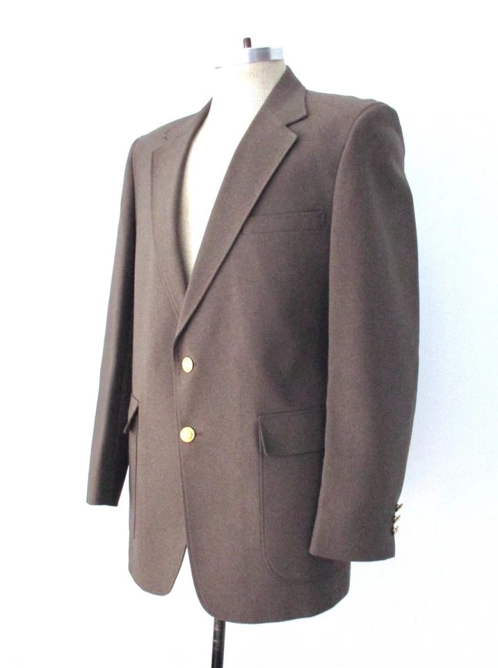 De Colección Años 70 Moca Marrón Poli 2 Piezas Traje de Negocios Blazer Pierna Ancha Pantalones Disco Pimp 42R Foto 4 de 4