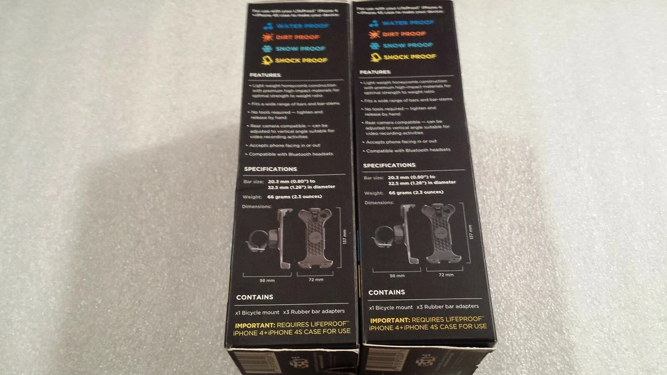 2 Подлинный LifeProof велосипед и бар крепления для iPhone 4 и 4с чехлы черный открытая коробка - Изображение 3 из 4