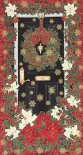 23" Fabric Panel - Timeless Treasures Metallic Christmas Wreath Door Wallhanging