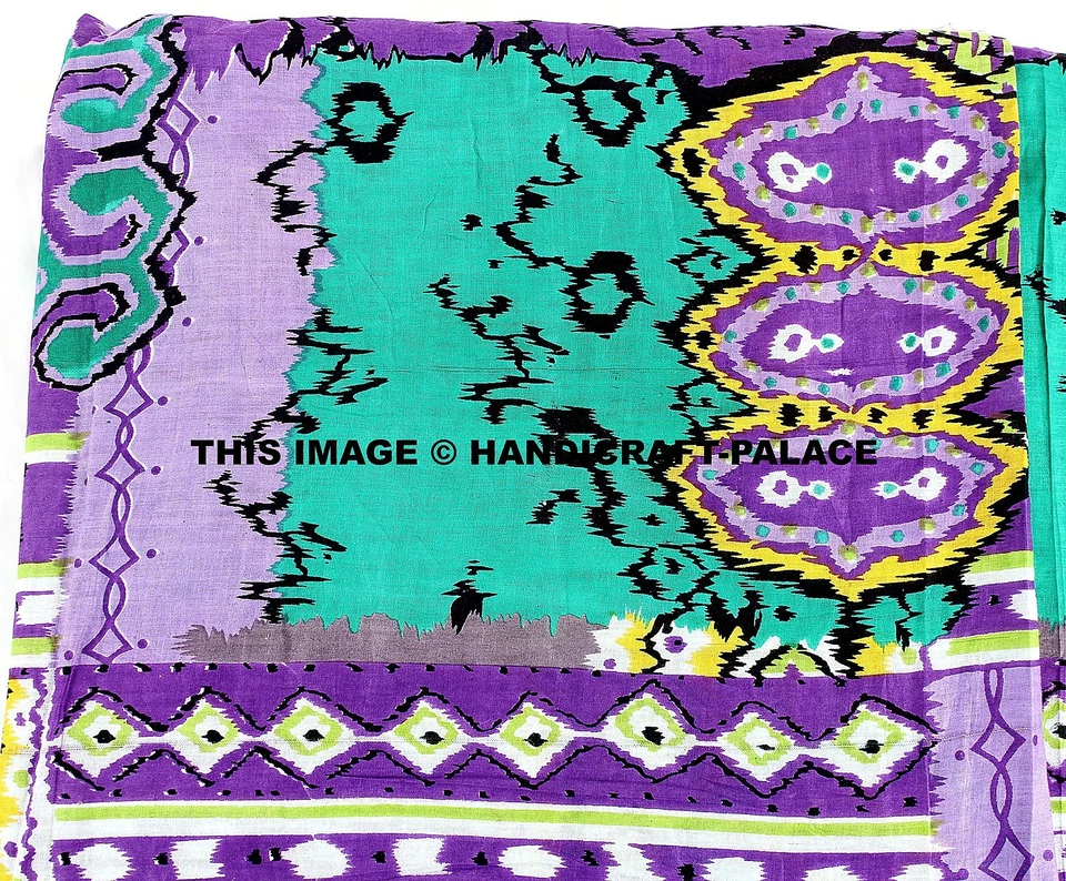 Arte de vestir de tela de algodón natural impreso a mano Ikat indio de 10 yardas Foto 3 de 3