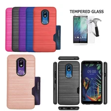 For LG Solo Case (L423DL Straight Talk) Brush Shock absorbing Card Holder Cover