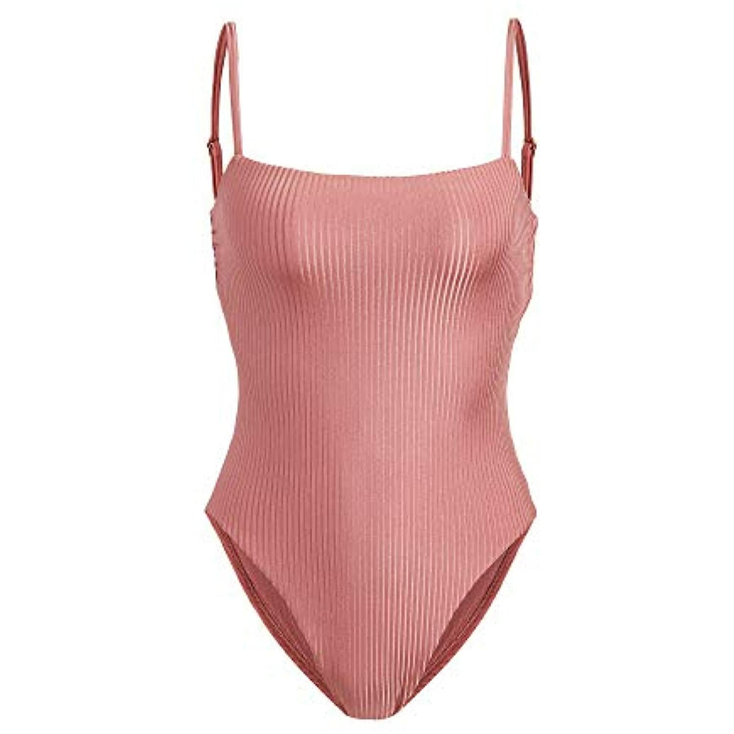 Vitamin A Women's Jenna Bodysuit Full, Sunkissed Rib, Pink, Small