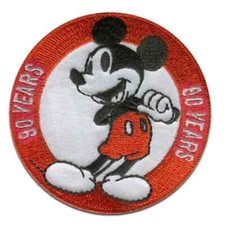 Disney Iron-On Patch: 90 Years Round Mickey Mouse Standing New Free Shipping