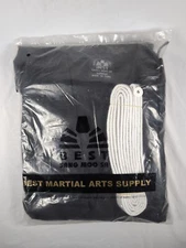 Martial Arts Supply Set gi Black white belt Medium Weight, Adult Size 6