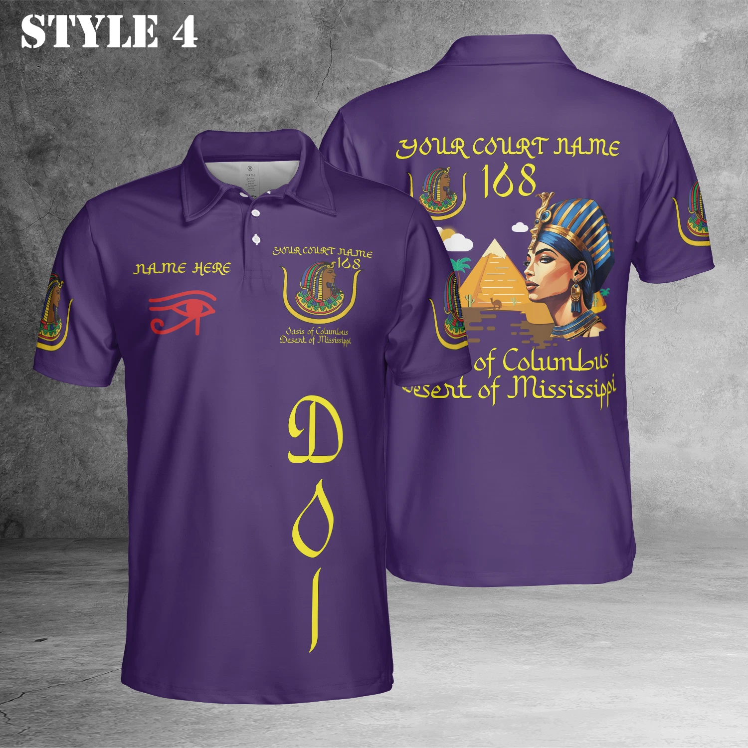 Custom Name DOI Daughters Of Isis PYRAMID QUEEN Shriners Aeaonms 3D Polo