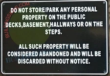 DO NOT STORE PERSONAL PROPERTY IN THE PUBLIC hallway sign-REF24-1027