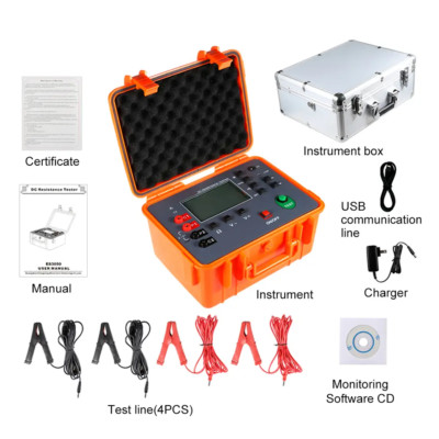 Equipotential Tester Ohmmeter DC Grounding Resistance Meter with 0.0001Ω～30.00KΩ