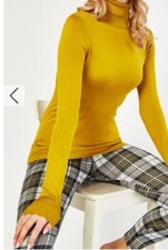 F&F Women's Dark Lime Roll Neck Long Sleeve Fine Knit Jumper