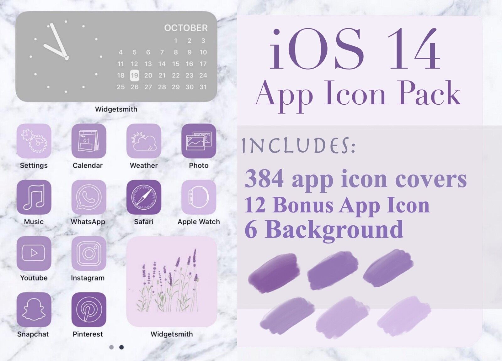 Purple iOS 14 iPhone app icon cover pack