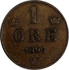 SWEDEN Oscar II (1872-1907) Bronze 1886 1 ORE Extra Large letters KM# 750 (819) — photo 2