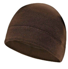 Solid Brown Fleece Watch Cap Beanie Knit Stocking Hat Winter Tactical Military
