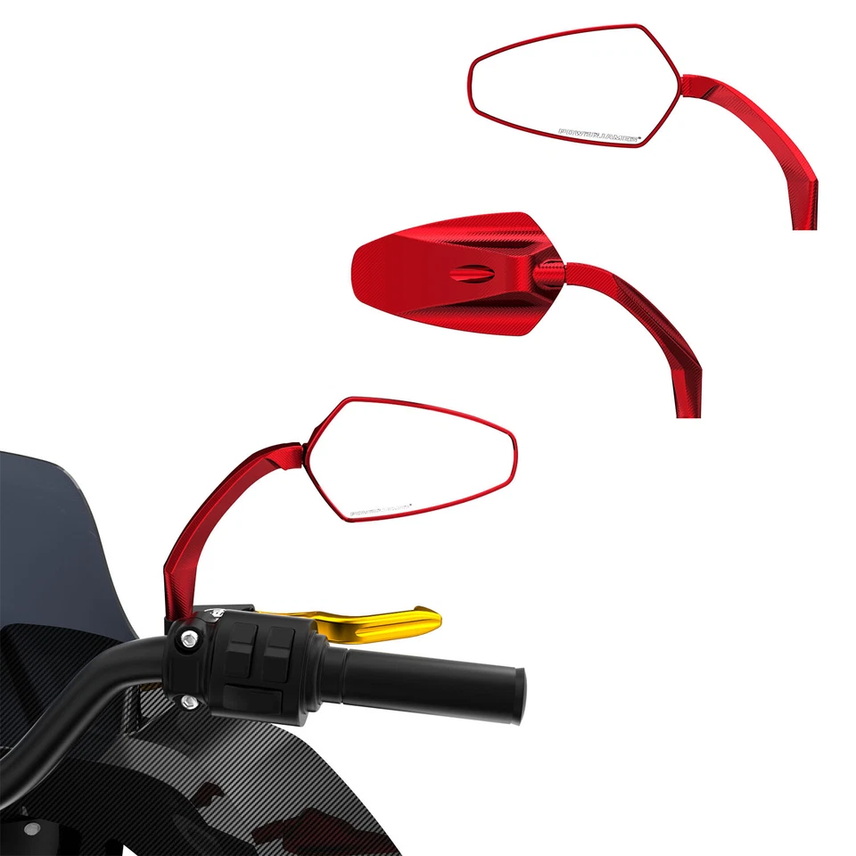 Espejos retrovisores rojos para motocicleta Harley Touring Road King Electra Glide FLHR Foto 3 de 4