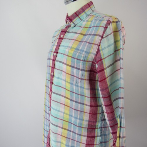 J Crew Vintage Baird McNutt Irish Linen Slim Fit Plaid Button Down Shirt L - Bild 3 von 12