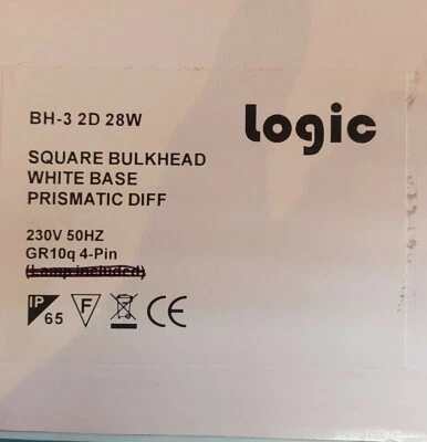 LOGIC BH-3 2D 28W IP65 SQUARE FITTING WHITE BASE PRISMATIC DIFFUSER