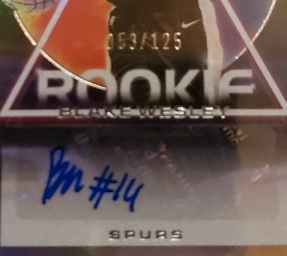53/125 SP 2022-23 Panini Recon Blake Wesley RC Auto San Antonio Spurs Rookie - Image 3 of 3