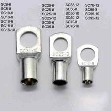 SC6-6 - SC95-12 Non Insulated Stud Hole Copper Cable Lug Terminals Connectors 