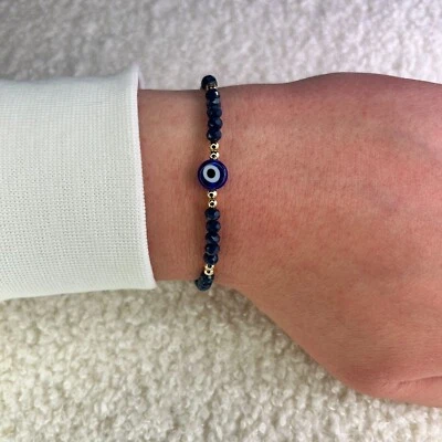 Anthrazit Evil Eye Armband Nazar, Mal De Ojo Perlenarmband, Boncuk Perlenarmband - Bild 1 von 4