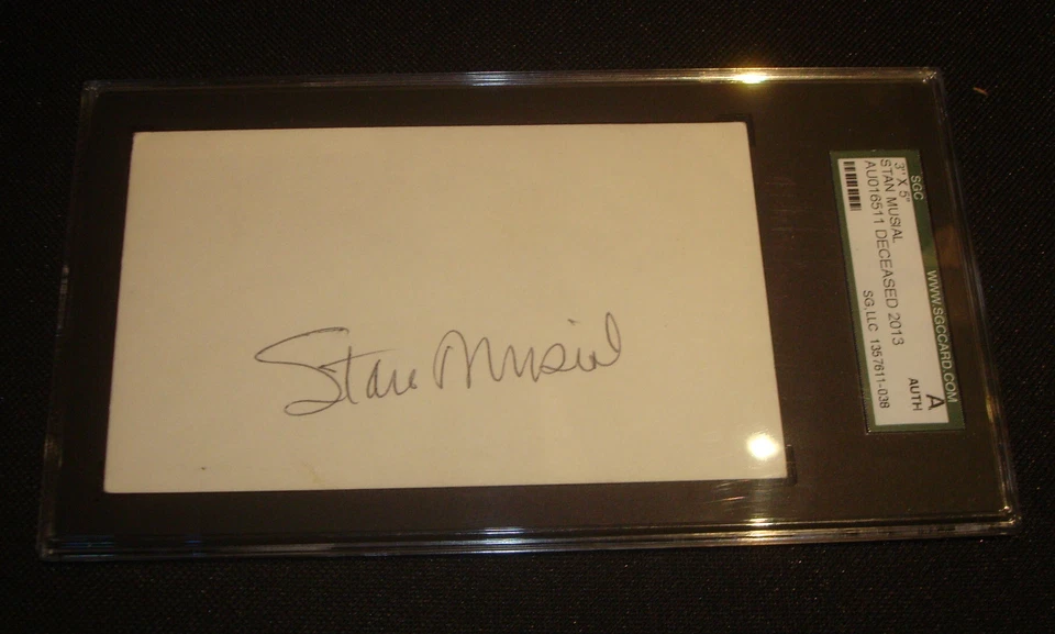 Stan Musial 1942-44 Cardinals HOF Signed 3X5 Index Card SGC Certified Autograph - Image 2 of 2