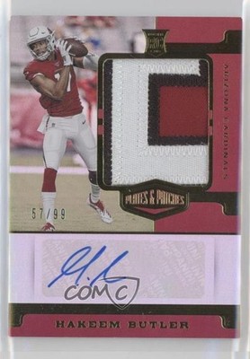 2019 Panini Plates & Patches Rookie 57/99 Hakeem Butler #RPA-HBU Patch Auto 1og