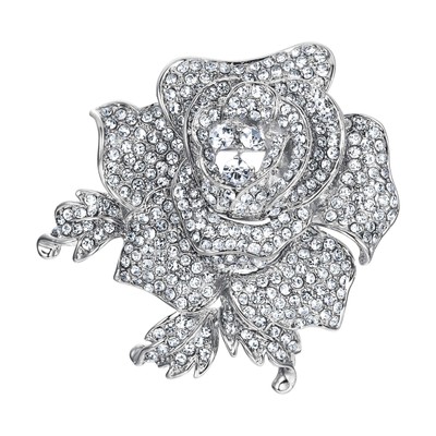 EVER FAITH Women's Austrian Crystal Blooming Beautiful Rose Flower Brooch