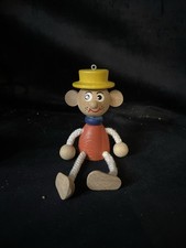 Vintage Rare HTF Wooden Boy With Hat Spring Bouncy Toy Baby Einstein 