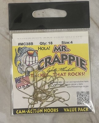 Mr Crappie MC38B #4 Cam-Action Aberdeen Hooks Gold   18 Pack   Fishing Tackle