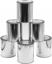 6 Pack Quart Paint Cans with Lids, Made in the USA with T5 Hardened US Steel, Em