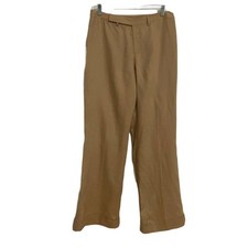Vtg Slouchy Trouser Pants Womens 8 Tan Linen High Waist 31x33 Wide Leg Menswear